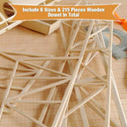 215 Pieces Balsa Wood Sticks Wooden Dowel Rods 1/8, 1/2 Inch Round Hardwood - Image 4
