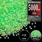 5000pcs 2mm Resin Rhinestones Bulk, Transparent Grass Green AB Flatback Round - Image 2