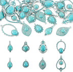 24Pcs Tibetan Style Turquoise Charms 8 Styles Heart Teardrop Oval Vintage by Craftora