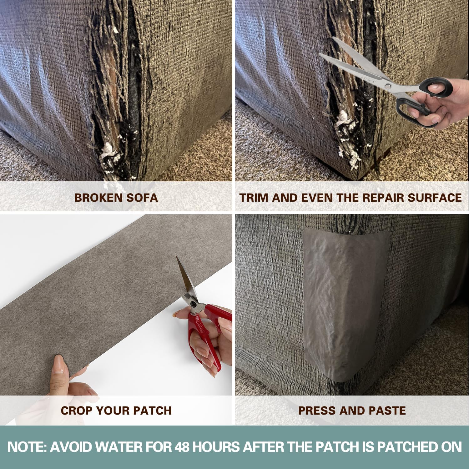 Velvet Repair Patch, Self-Adhesive Flannel Fabric Patch, Multi Colors, Microfiber Patch，Can be Used to Patch Sofas, Car Seats, Handbags, Jacket Holes and Tears (Khaki Grey)