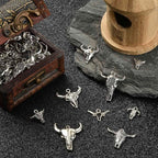DanLingJewelry 100Pcs 10 Styles Antique Silver Cow Charms Western Cattle Head - Image 4