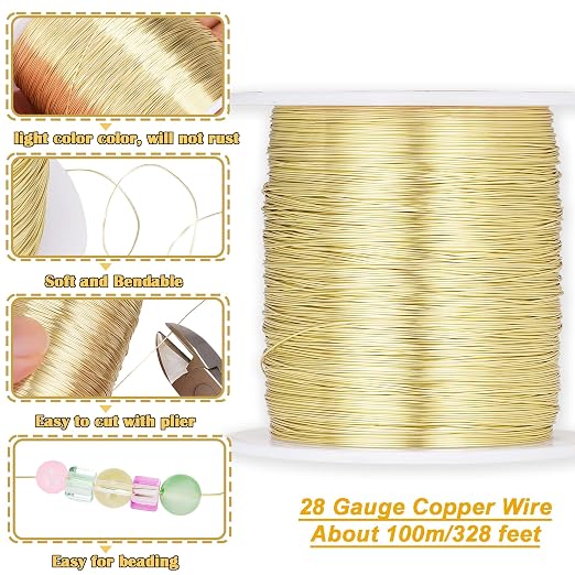 328 Feet Tarnish Resistant Copper Wires 28 Gauge/0.3mm Jewelry Craft Wires - Image 2