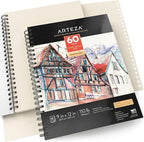 ARTEZA Mixed Media Sketchbook, 9x12 Inches – 2-Pack, 60 Spiral-Bound Sheets - Image 3