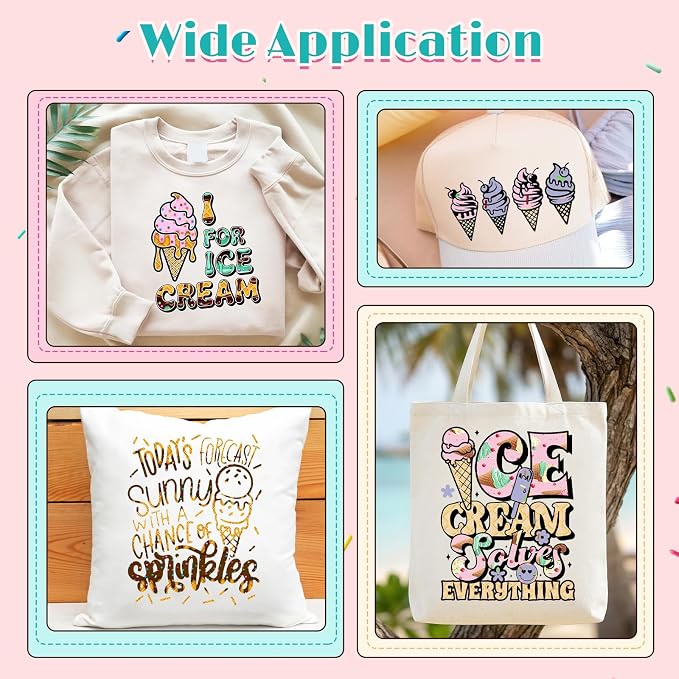 HTVSTD Ice Cream HTV Heat Transfer Vinyl 10Sheets 12×10in Iron on Vinyl | Ice - Image 6