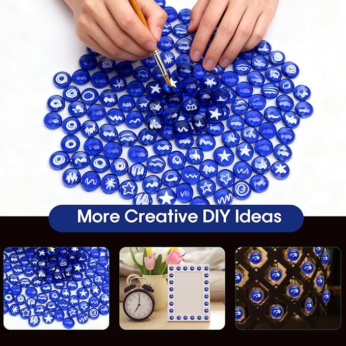 0.5 lb Cobalt Blue Glass Beads for Vases, Glass Pebbles, Cobalt Blue Flat Glass - Image 7