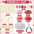 CraftyDream 558 Pcs Strawberry Charms Keychain Making Kit Strawberry Beads DIY - Image 2