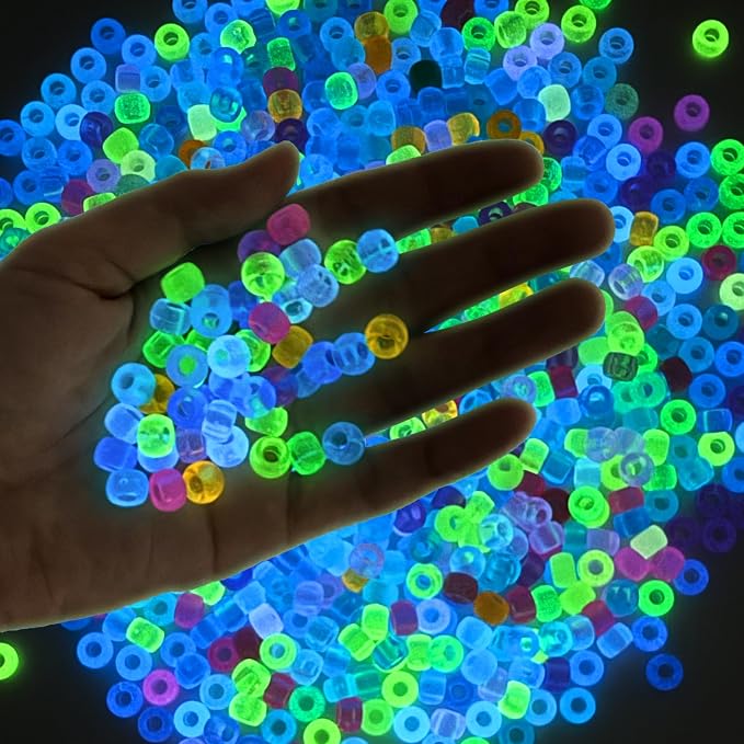 Pony Beads Glow in the Dark 1000pcs Neon Beads, Bracelet Beads 9mm Luminous - Image 7