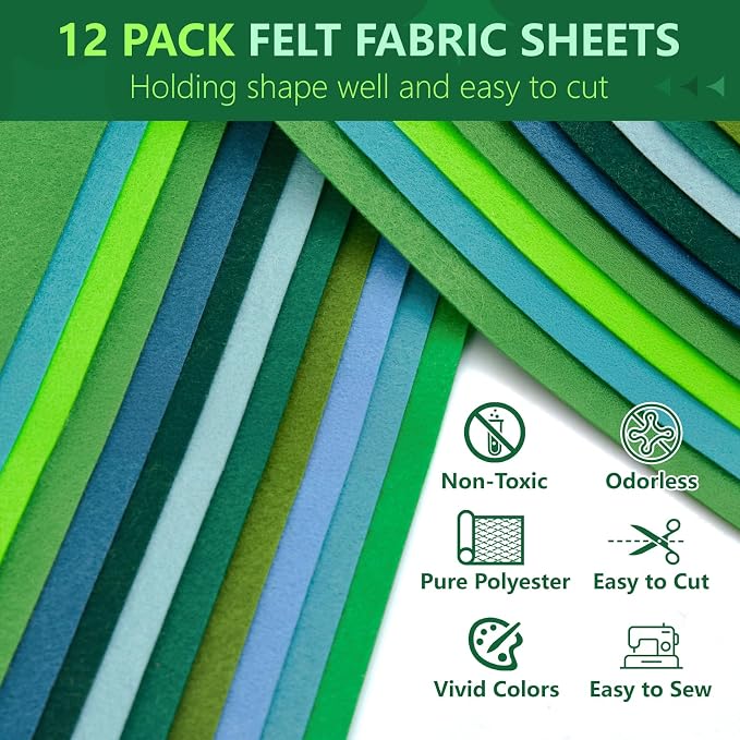 12 Rolls 8"x35" Large Stiff Felt Sheets, 1mm Felt Fabric Sheet - Image 4