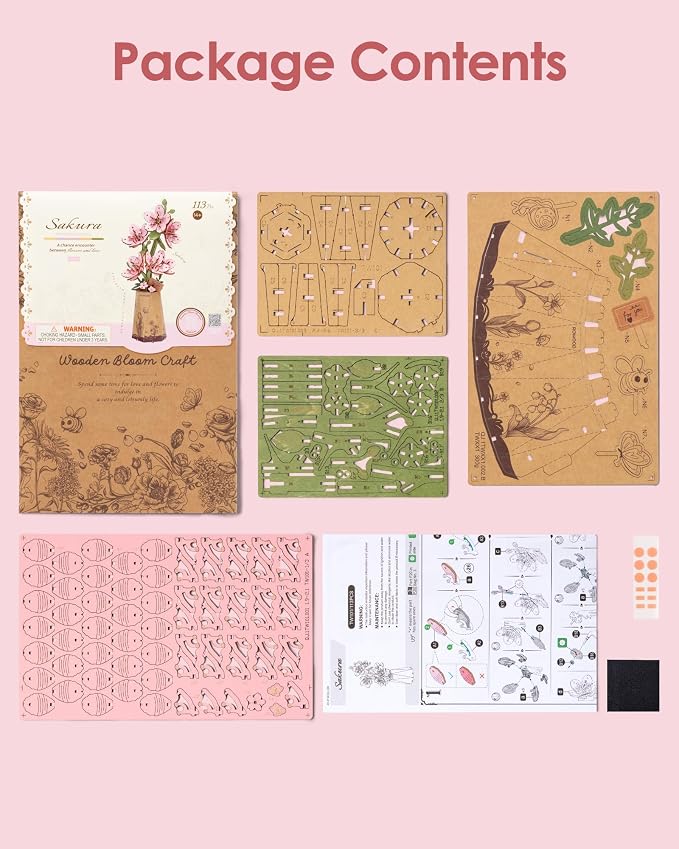 Rowood 3D Puzzles for Adults, DIY Wooden Cherry Blossom Bonsai Tree Botanical - Image 7
