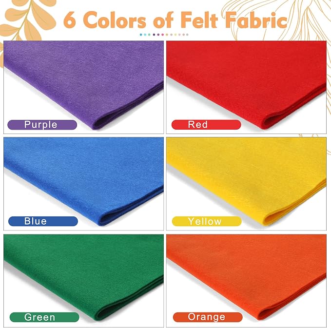 HaoFeiJH 6 Rolls 8"x20" Soft Felt Fabric Sheets, 1.6mm Thick, and Projects - Image 2