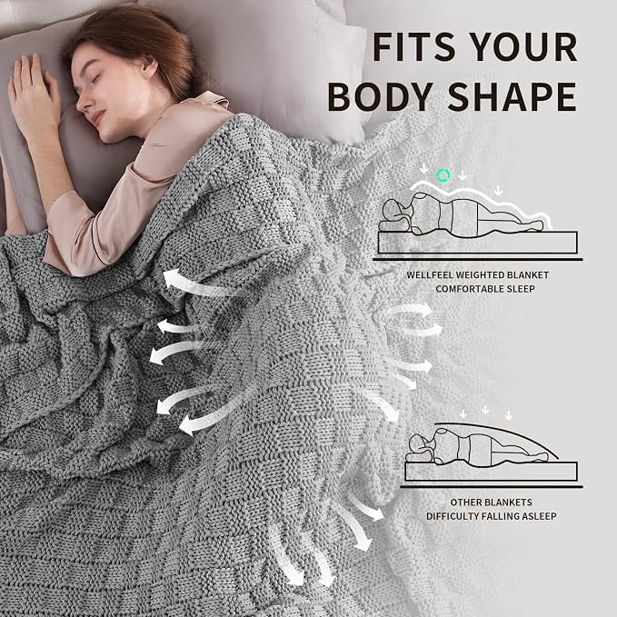 Knitted Weighted Blanket Kids, No Beads Heavy Blanket 36” x 48'' 3lbs, - Image 3