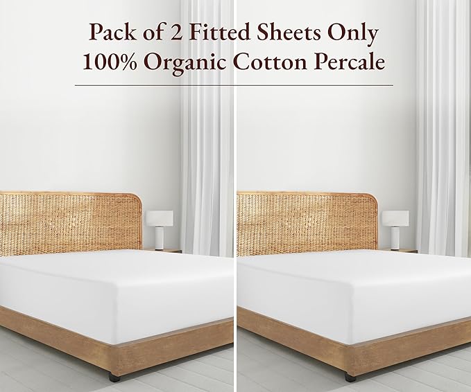California Design Den 2-Pack 100% Organic Cotton Fitted Sheets Queen Size - Image 5