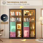 71” Display Cabinet with Glass Doors, Modern Curio Cabinet with 3 Color Lights - Image 9