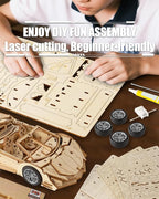 3D Wooden Puzzles for Adults Roadster, Mechanical Wood Sport Car Model Kits for - Image 5