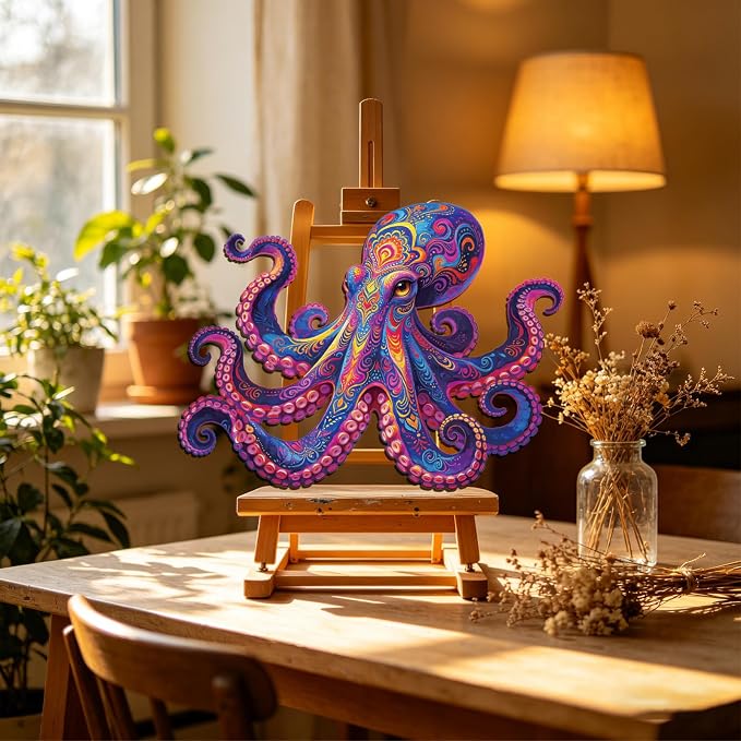 200pcs Wooden Puzzles for Adults Unique Animal Shaped Pieces Colorful Octopus - Image 5