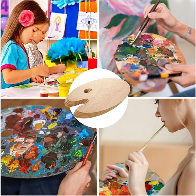 25 Pack Wood Painting Palette, Oil Wooden Paint Palette, Oval-Shaped Artist - Image 7