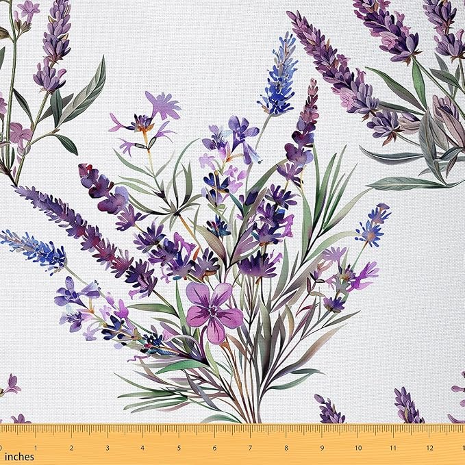 Purple Lavender Fabric by The Yard, Rustic Country Decor Soft Flannel Polyester by CastleFairy