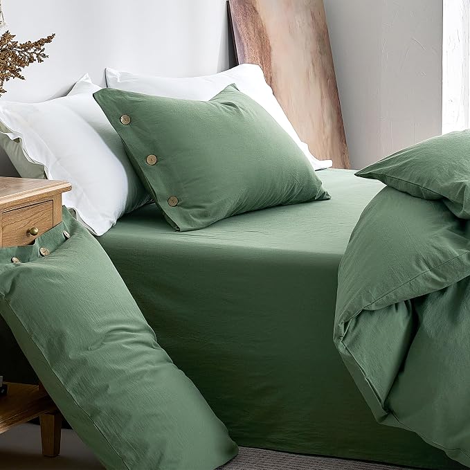 JELLYMONI 100% Washed Cotton Duvet Cover King – Soft, Breathable Linen-Look - Image 9