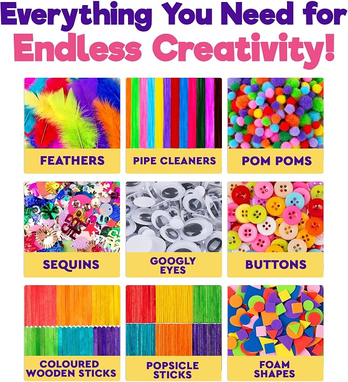 Blue Squid 1750+pcs Craft Kits for Kids, Ages 4-9 Girl Boys Gifts Arts and - Image 2