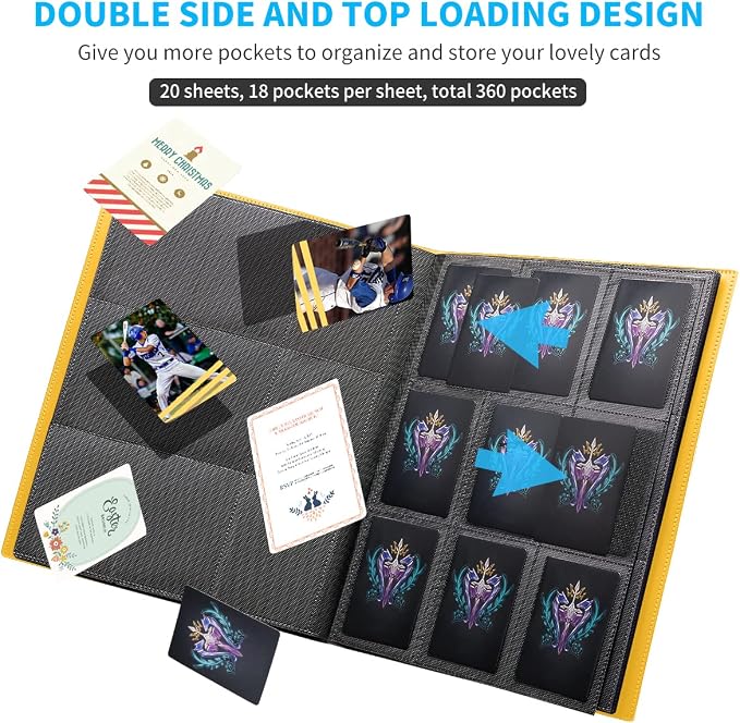 Upgraded 9 Pockets Trading Card Collection Binder, 360 Book Holder Album - Image 4