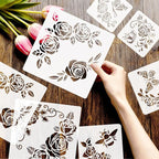 6pcs Bouquet Rose Stencil for Painting Flower Template for Craft Reusable DIY - Image 3
