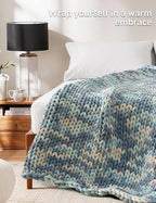 YnM Weighted Blanket, Handmade Chunky Knitted Design, Soft and Cozy, - Image 3