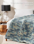 YnM Weighted Blanket, Handmade Chunky Knitted Design, Soft and Cozy, - Image 3