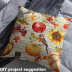 Autumn Pumpink Fabric by The Yard, Watercolor Birds Rustic Style Flannel - Image 3