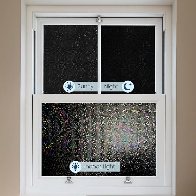 KESPEN Blackout Window Privacy Film, Mosaic Rainbow Decorative Stained Glass - Image 4
