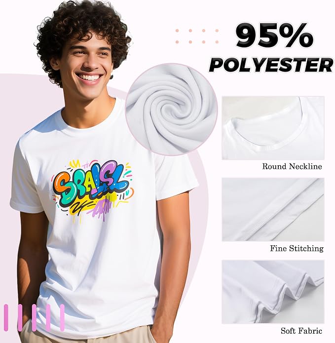Joyclub White T Shirts Polyester Bulk Sublimation Blanks Wholesale Unisex Crew - Image 3