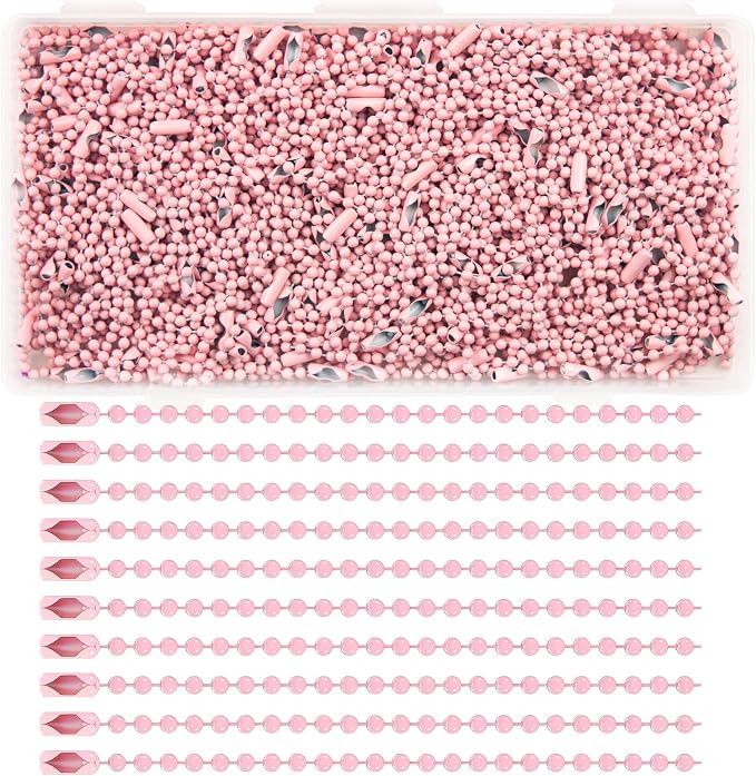 300Pcs Stainless Steel Ball Chain Set, 2.4mm Bead Chains 10 Colors 3.9 Inch by ELANE