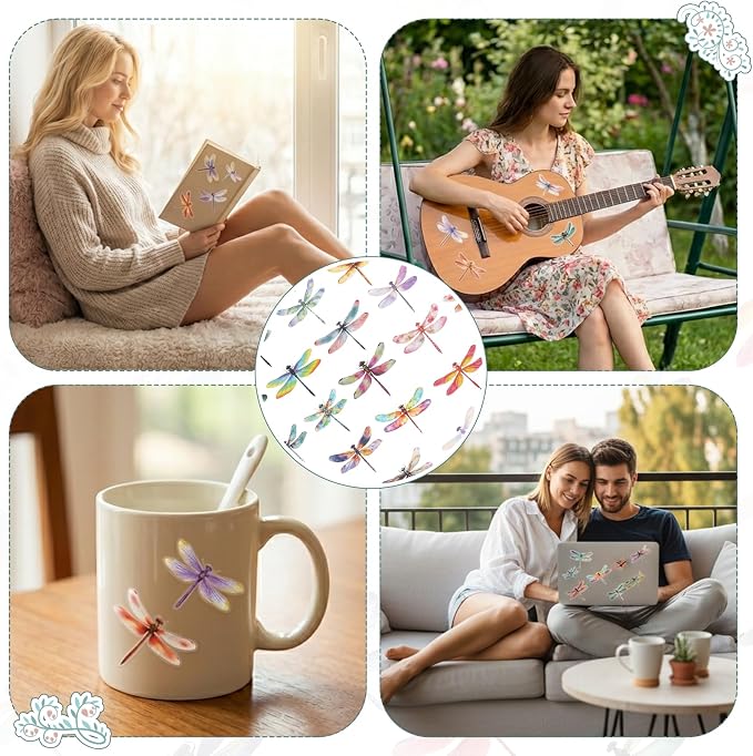 50Pcs Transparent Dragonfly Stickers - Image 6