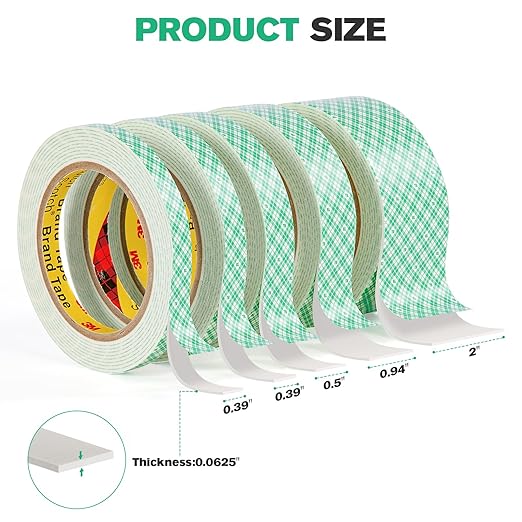 3M Double Sided Foam Tape 0.5" x 10Ft White 4026 Double Coated Urethane - Image 4