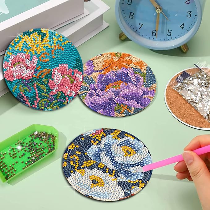 EWJRNSF 8 PCS Diamond Art Coasters Kit - Image 4