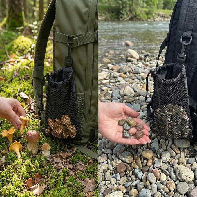 Mushroom Foraging Bag 4 Pcs, Rock Collecting Bag 8 x 10 Inch, Breathable Mesh - Image 3