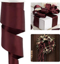 HUIHUANG Burgundy Satin Wired Ribbon 2.5 inch Wine Red Double-Faced Satin Wire by HUIHUANG