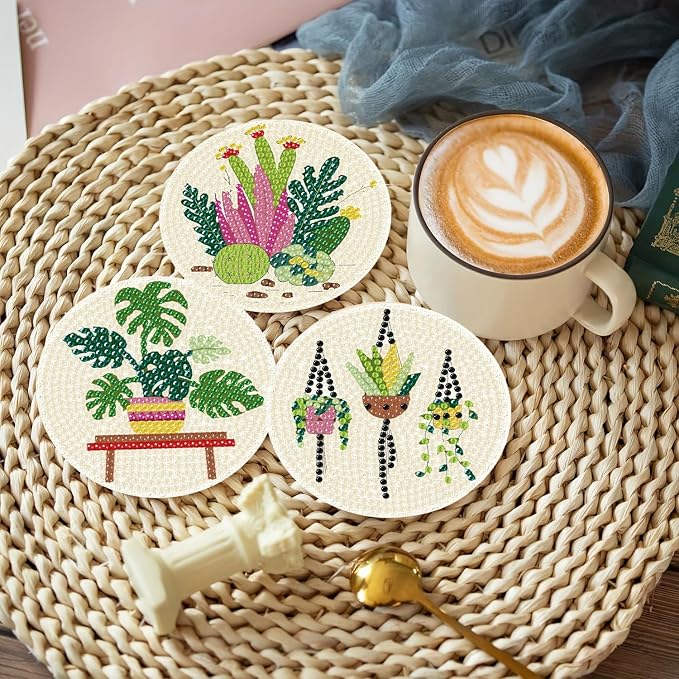 Clendo 8 Pcs Diamond Art Kits for Adults Coasters - Image 4