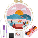 ERKOON Punch Needle Kit Adults Beginners, DIY Easy Landscapes Embroidery Set by ERKOON