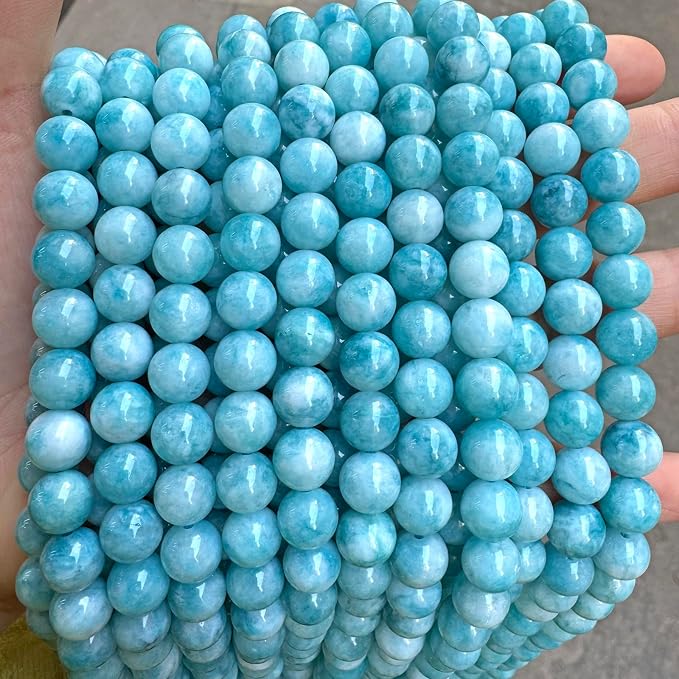 45pcs 8mm Natural Stone Beads Larimar Blue Stone Round Loose Beads - Image 4