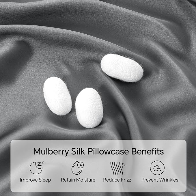 INFIIXSO Mulberry Silk Pillow Cases King Size Set of 2, Silk Pillowcase - Image 2