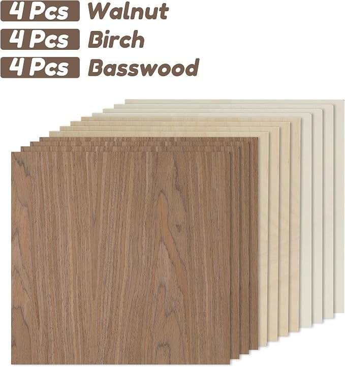 12 Pack Walnut Wood Plywood Sheets, Smooth Surface, Uniform Thickness, No Burrs - Image 2