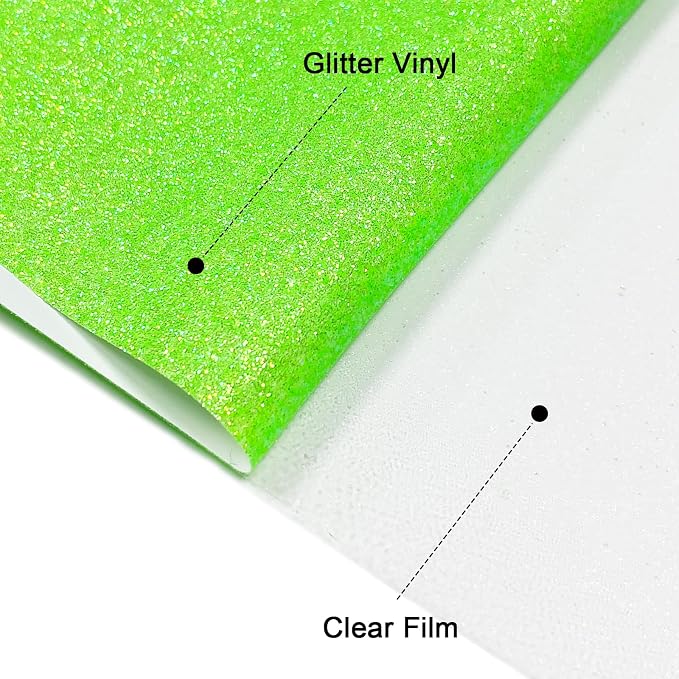 Efuncro- Fluorescent Green Glitter HTV 12''x 8ft Heat Transfer Vinyl, Iron on - Image 3