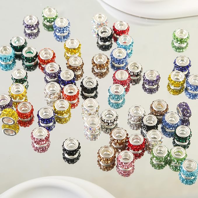 400 Pieces Large Hole Beads Mixed Color Rhinestone European Beads Large Hole - Image 7