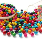 600Pcs Colorful Wooden Beads Large Hole Round Paint Beads Bulk Natural Wood Bead - Image 3