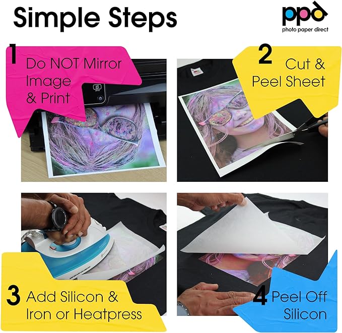 PPD 100 Sheets 8.5x11" Iron-on Heat Transfer Paper Dark Fabrics Inkjet | - Image 3
