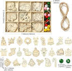 81 pcs 27 Styles Christmas Theme Unfinished Wooden Cutout Charms Snowman Winter - Image 2