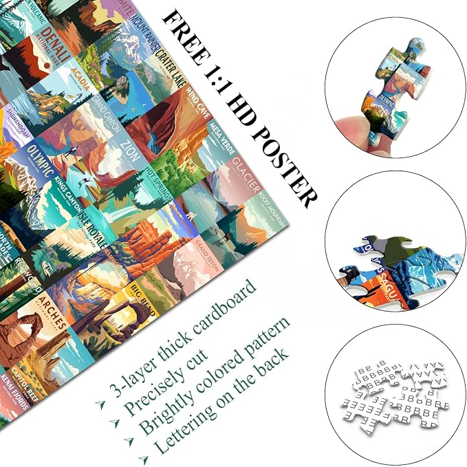 National Parks Puzzle for Adults 1000 Pieces, Travel Poster Landscape Puzzle - Image 3