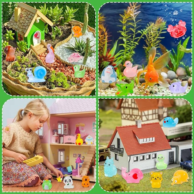 80 Pcs Luminous Mini Resin Animals 80 Styles Tiny Little Glow in The Dark - Image 7