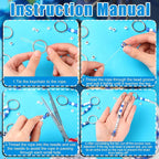 Landical 564 Pcs Evil Eye Keychain Making Kit DIY Bead Keychain Charm Blue Key - Image 3