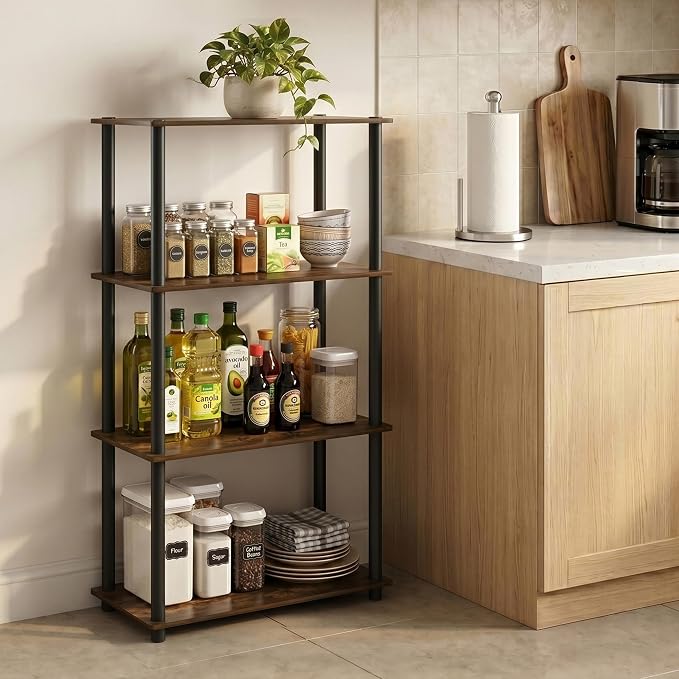 Furinno Turn-N-Tube Storage Shelves, 4-Tier Toolless Book Shelf, Corner Shelf - Image 2